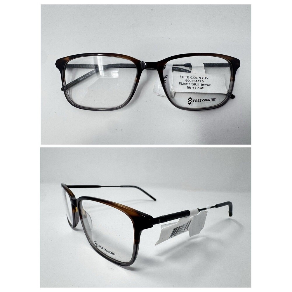 Free Country FM007 Brown Eyeglass Frames New Old Stock 56-17-145